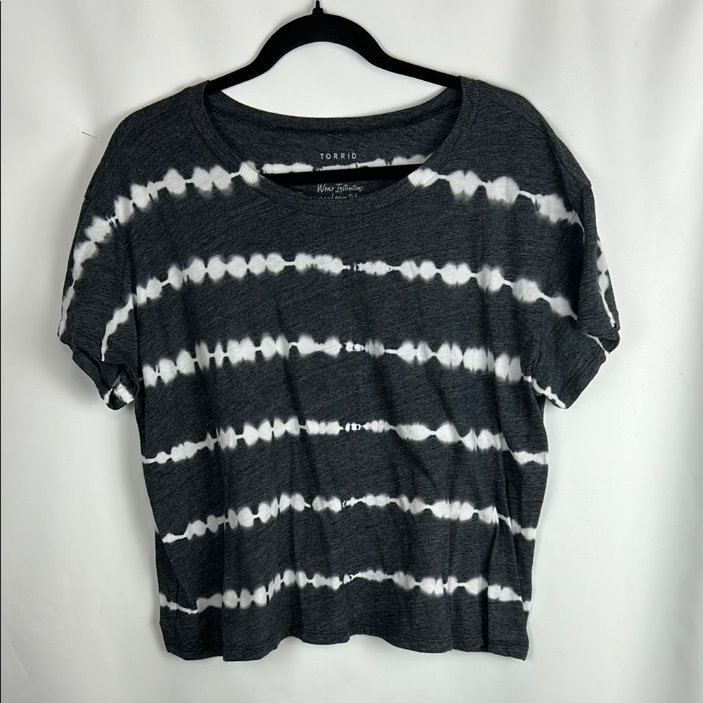 Torrid Dark Gray Boxy Women's Soft Lightweight Short Sleeve Tie Dye Tee Sz:1